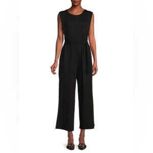 MAX STUDIO French Terry Waist-Tie Jumpsuit / Small / Black